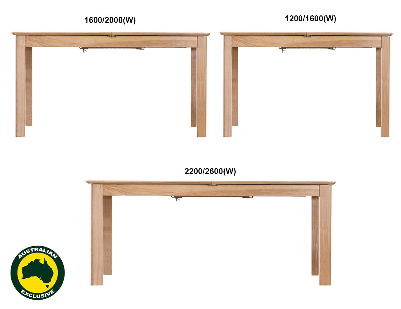 Robinhood (AUSSIE MADE) Butterfly Tassie Oak Combination Extension Dining Table Collection - Assorted Stained Colours