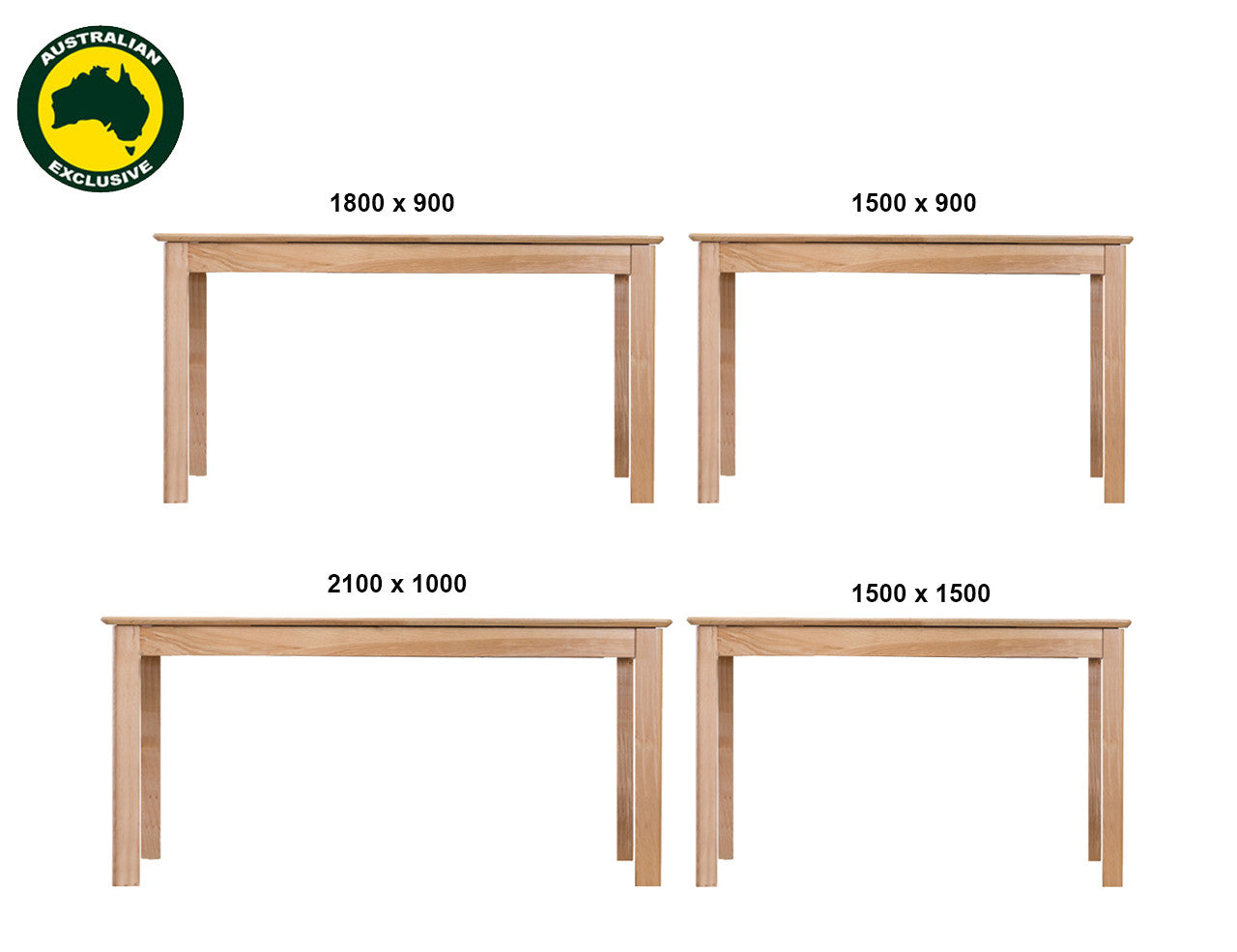 Robinhood (AUSSIE MADE) Tassie Oak Combination Fixed Dining Table Collection - Assorted Stained Colours