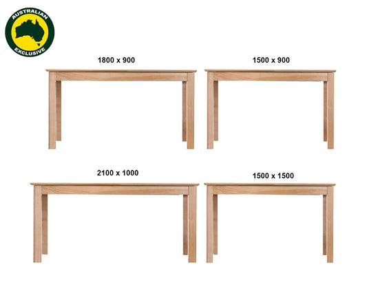 Robinhood (AUSSIE MADE) Tassie Oak Combination Fixed Dining Table Collection - Assorted Stained Colours