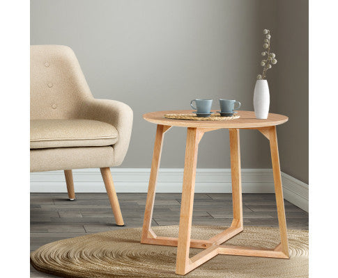 Leslie Round Wooden Coffee Table - Natural