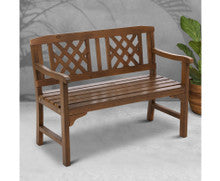 TERRENCE OUTDOOR WOODEN  2 SEATER  BENCH WITH ARMREST - NATURAL