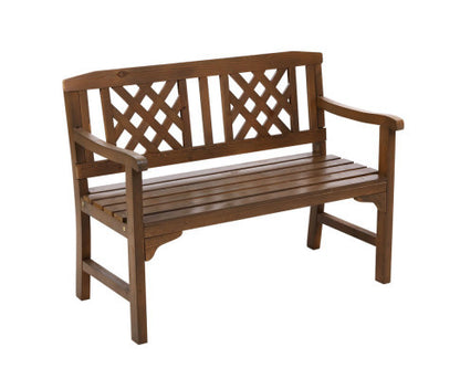TERRENCE OUTDOOR WOODEN  2 SEATER  BENCH WITH ARMREST - NATURAL