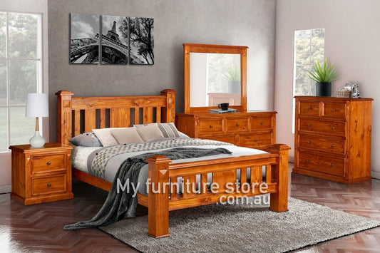 KING LEGIONS TIMBER BED FRAME - NUTMEG