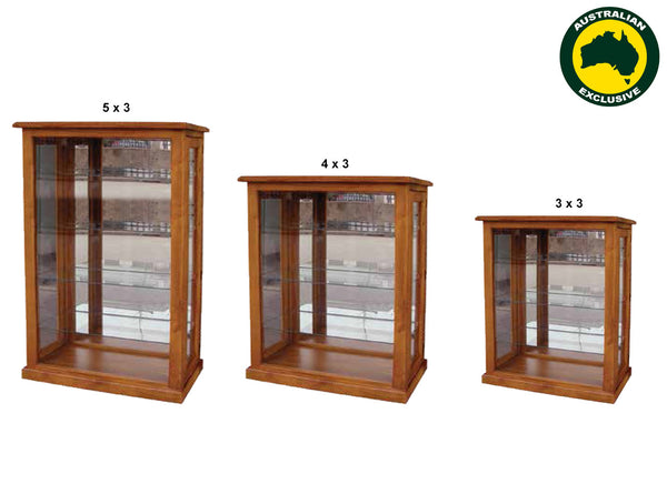 NACHT (AUSSIE MADE) SOLID TIMBER DISPLAY CABINET WITH DOOR (LHS & RHS FACING) COLLECTION - ASSORTED STAINED COLOURS - STARTING FROM $899