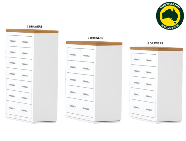 NARRBEEN (AUSSIE MADE) TALLBOY COLLECTION - ASSORTED PAINTED / STAINED COLOURS - STARTING FROM $999