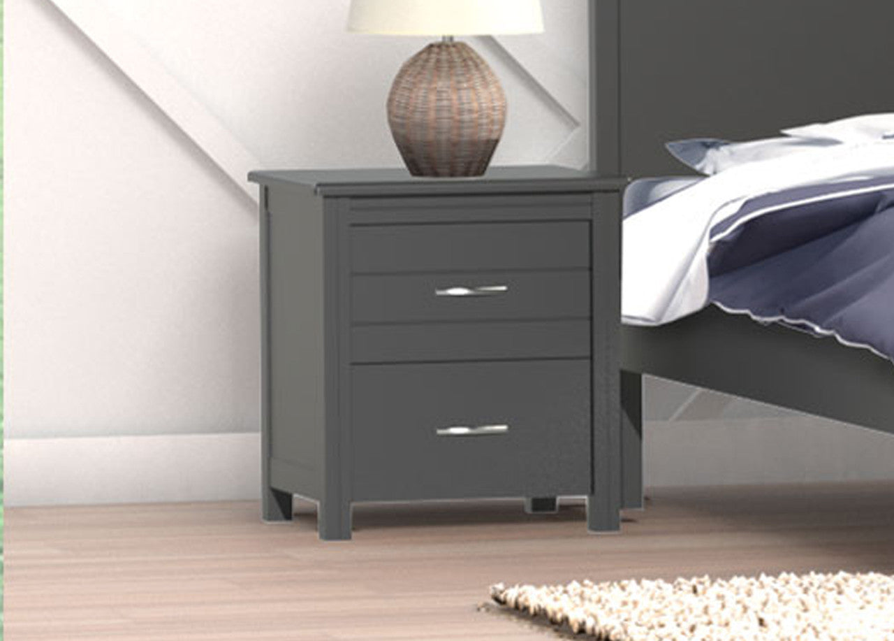 HALIFAX (CUSTOM MADE) 2 DRAWER BEDSIDE TABLE - 570(H) x 500(W) x 450(D) - ASSORTED COLOURS