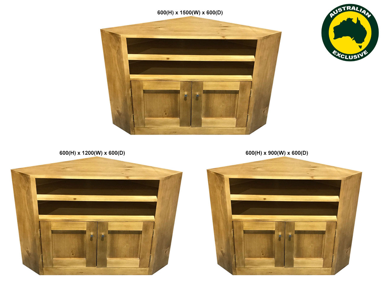 Nikki (AUSSIE MADE) Twin Slot Corner TV Unit Collection - Assorted Stained Colours
