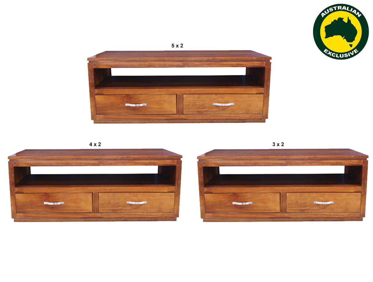 Nooture (AUSSIE MADE) 2 Drawer Coffee Table Collection - Assorted Stained Colours