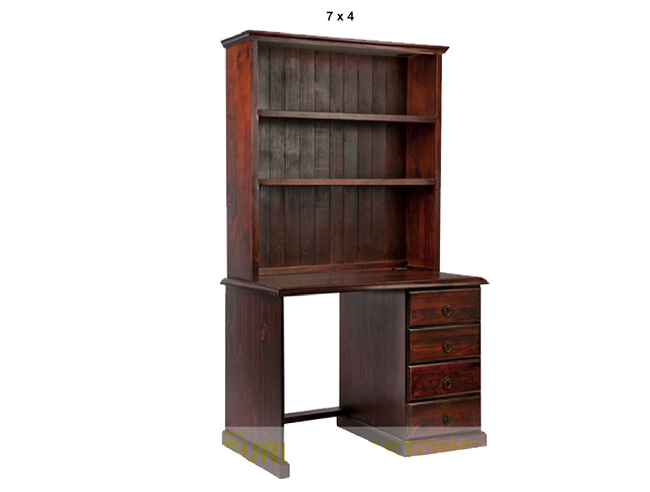 NOOSA (AUSSIE MADE) 4 DRAWER TIMBER DESK & HUTCH COLLECTION - ASSORTED STAINED COLOURS - STARTING FROM $899