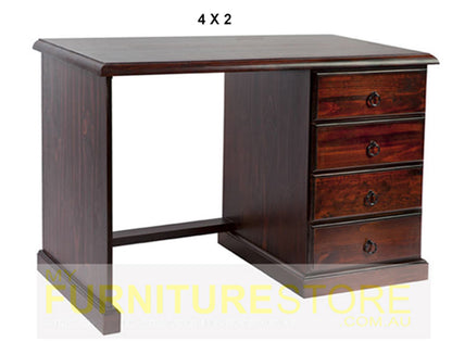 NOOSA (AUSSIE MADE) 4 DRAWER (REVERSIBLE) DESK - ASSORTED STAINED COLOURS - STARTING FROM $599