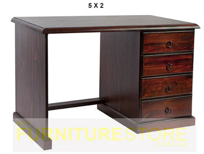 NOOSA (AUSSIE MADE) 4 DRAWER (REVERSIBLE) DESK - ASSORTED STAINED COLOURS - STARTING FROM $599