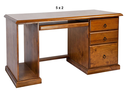 NOOSA (AUSSIE MADE) 3 DRAWER DESK WITH TOWER (REVERSIBLE) & KEYBOARD SLIDE COLLECTION - ASSORTED STAINED COLOURS - STARTING FROM $799