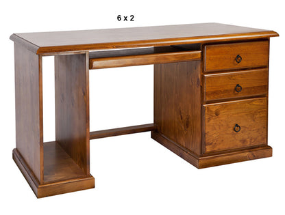 NOOSA (AUSSIE MADE) 3 DRAWER DESK WITH TOWER (REVERSIBLE) & KEYBOARD SLIDE COLLECTION - ASSORTED STAINED COLOURS - STARTING FROM $799