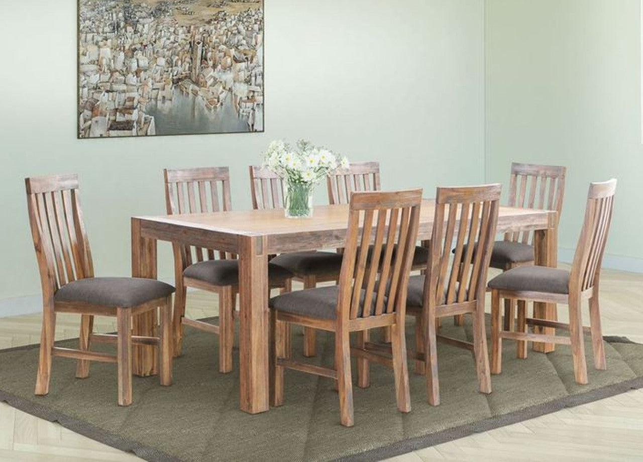 Endlicheri 9 Peice Dining Setting (WITH 8X DINING CHAIRS) - 2100(W) X 950(D) - Oak / Chocolate