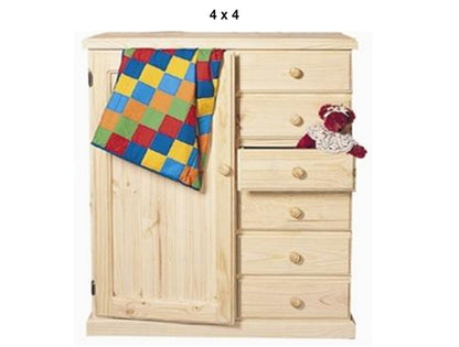 NURSERY (AUSSIE MADE) 1 DOOR / 6 DRAWER WARDROBE COLLECTION - ASSORTED STAINED COLOURS - STARTING FROM $1199