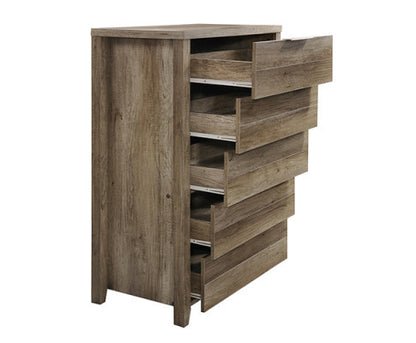 MORRIGAN 5 DRAWER TALLBOY - OAK