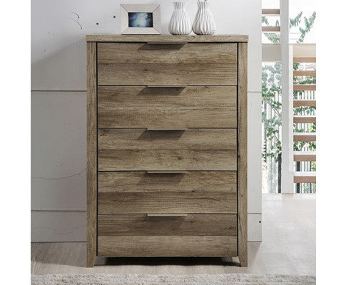 Morrigan 5 Drawer Tallboy - Oak