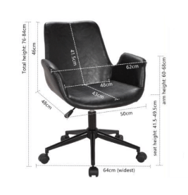 MARSEILLE GAS LIFT LEATHERETTE OFFICE CHAIR - BLACK