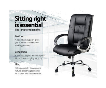 MELIONE PU LEATHER EXECUTIVE OFFICE CHAIR - BLACK