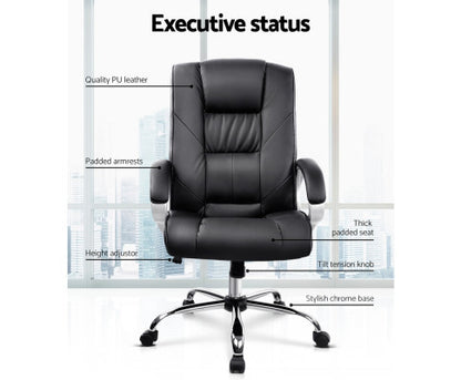 MELIONE PU LEATHER EXECUTIVE OFFICE CHAIR - BLACK