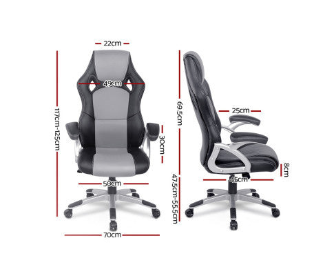 BRILEY PU LEATHER OFFICE DESK CHAIR - BLACK & GREY