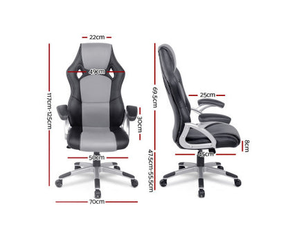 BRILEY PU LEATHER OFFICE DESK CHAIR - BLACK & GREY