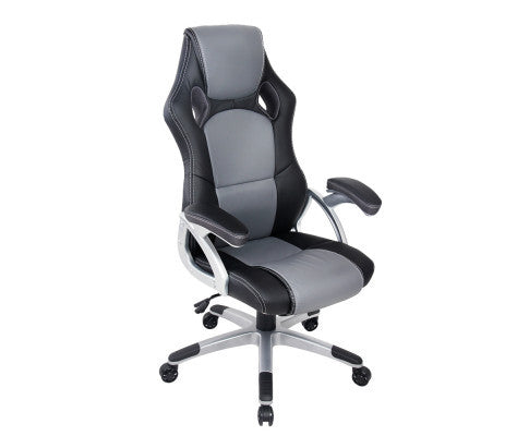 BRILEY PU LEATHER OFFICE DESK CHAIR - BLACK & GREY