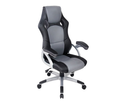 BRILEY PU LEATHER OFFICE DESK CHAIR - BLACK & GREY