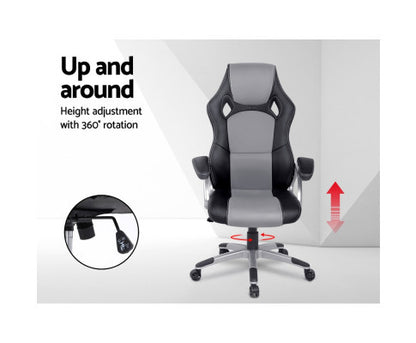 BRILEY PU LEATHER OFFICE DESK CHAIR - BLACK & GREY