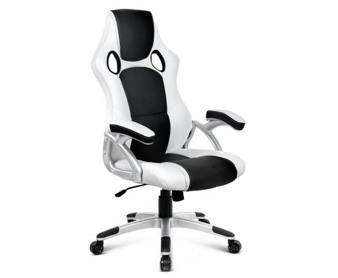 BRILEY PU LEATHER OFFICE DESK CHAIR - BLACK & WHITE