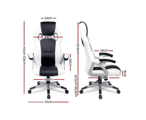 BRILEY PU LEATHER OFFICE DESK CHAIR - BLACK & WHITE