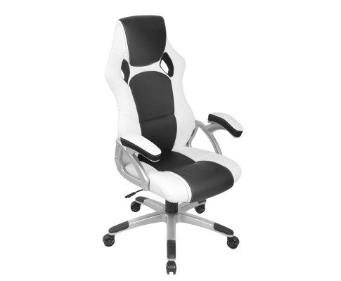 BRILEY PU LEATHER OFFICE DESK CHAIR - BLACK & WHITE