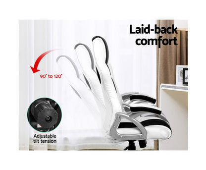 BRILEY PU LEATHER OFFICE DESK CHAIR - BLACK & WHITE