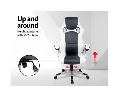BRILEY PU LEATHER OFFICE DESK CHAIR - BLACK & WHITE