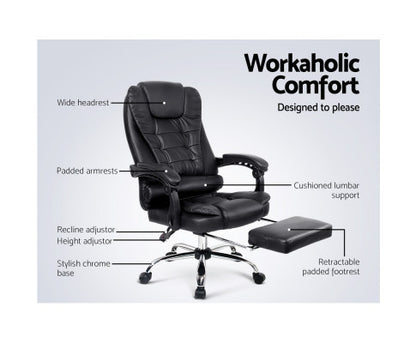 VANADEY RECLINING OFFICE CHAIR WITH FOOTREST - BLACK