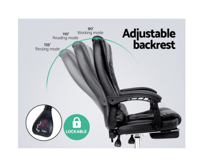 VANADEY RECLINING OFFICE CHAIR WITH FOOTREST - BLACK