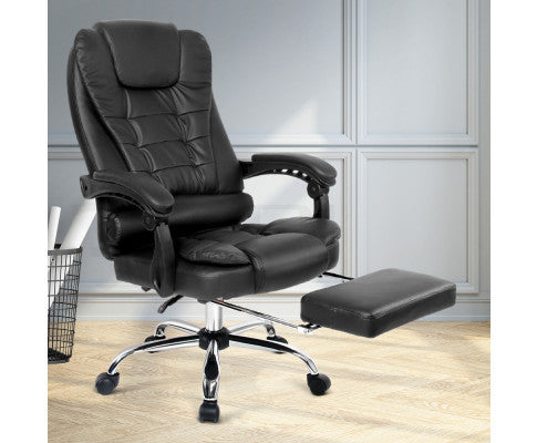 Vanadey Reclining Office Chair With Footrest - Black