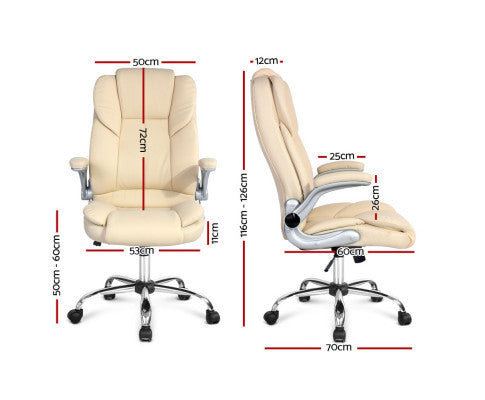 MELLIAN PU LEATHER EXECUTIVE OFFICE CHAIR - BEIGE