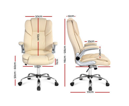 MELLIAN PU LEATHER EXECUTIVE OFFICE CHAIR - BEIGE