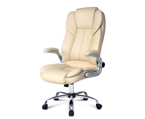 MELLIAN PU LEATHER EXECUTIVE OFFICE CHAIR - BEIGE