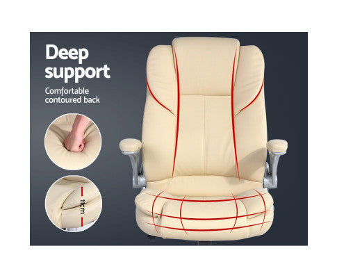 MELLIAN PU LEATHER EXECUTIVE OFFICE CHAIR - BEIGE