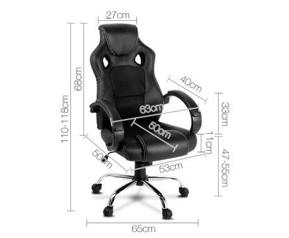 OTSANA EXECUTIVE LEATHERETTE RACING STYLE OFFICE CHAIR - BLACK