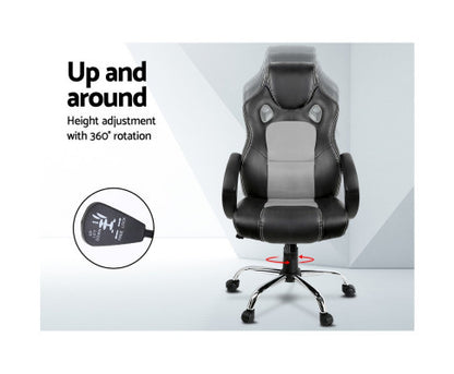 OTSANA PU LEATHER RACING STYLE OFFICE CHAIR - BLACK & GREY