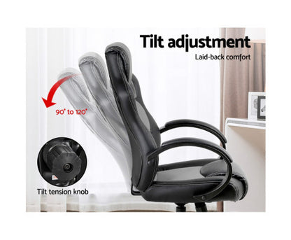 OTSANA PU LEATHER RACING STYLE OFFICE CHAIR - BLACK & GREY