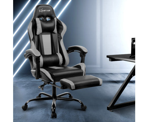 Alarick Office Computer Racer Gaming Chair - Black & Grey