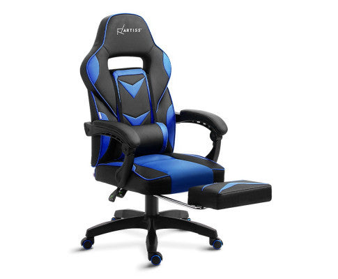 MATTHIAS OFFICE COMPUTER GAMING CHAIR WITH FOOTREST- BLACK & BLUE