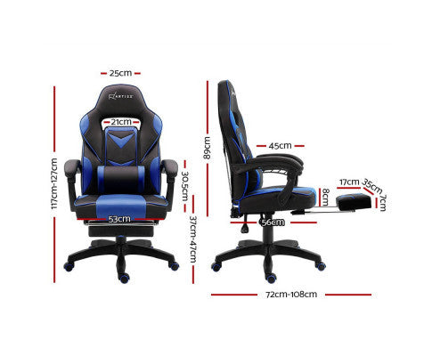 MATTHIAS OFFICE COMPUTER GAMING CHAIR WITH FOOTREST- BLACK & BLUE