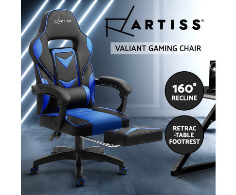 MATTHIAS OFFICE COMPUTER GAMING CHAIR WITH FOOTREST- BLACK & BLUE