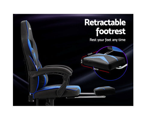 MATTHIAS OFFICE COMPUTER GAMING CHAIR WITH FOOTREST- BLACK & BLUE