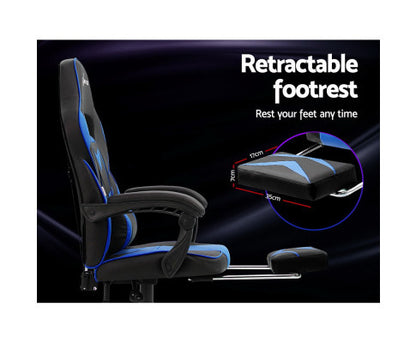 MATTHIAS OFFICE COMPUTER GAMING CHAIR WITH FOOTREST- BLACK & BLUE